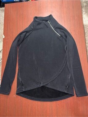 Athleta Black Zip-Front Pullover with Ring Pull